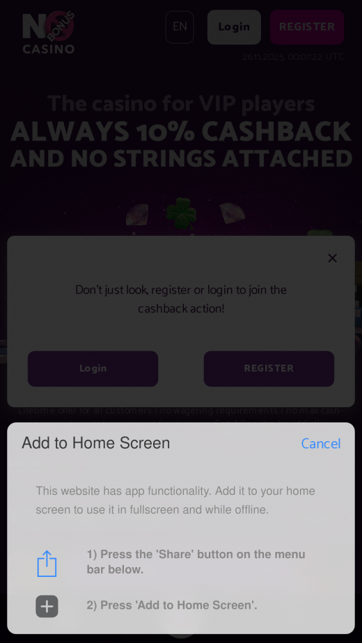 No Bonus Casino mobil screenshots