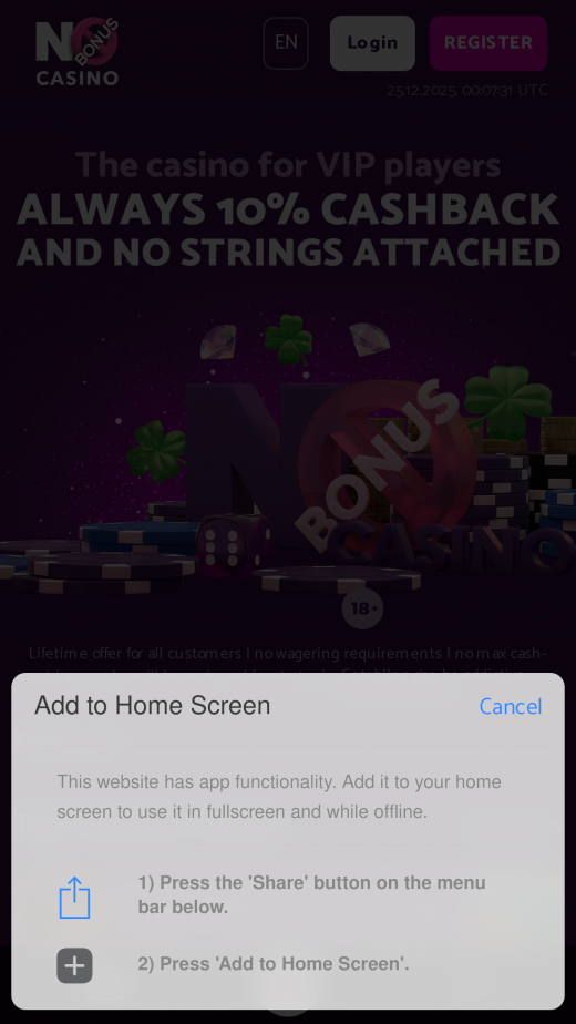 No Bonus Casino mobil screenshots