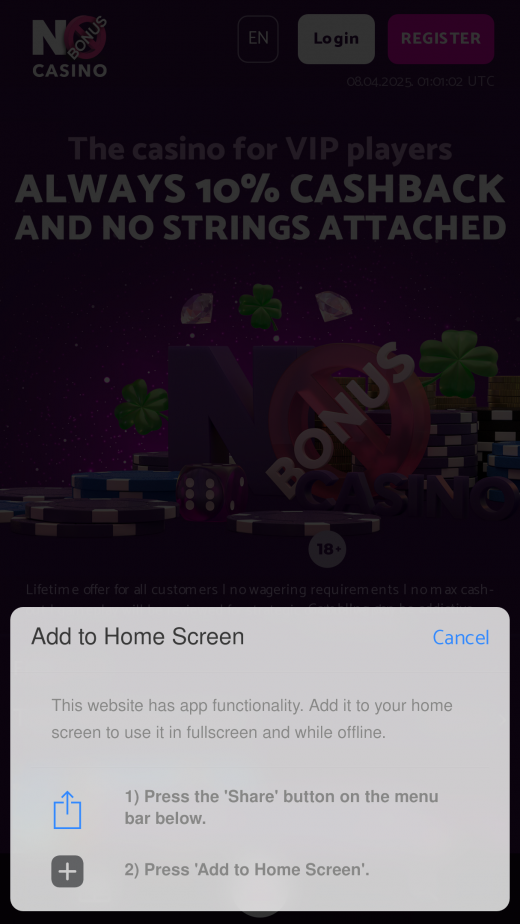 No Bonus Casino mobil screenshots