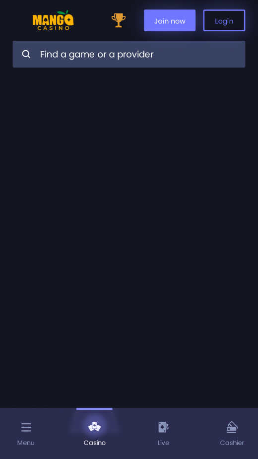 Mango Casino mobil screenshots