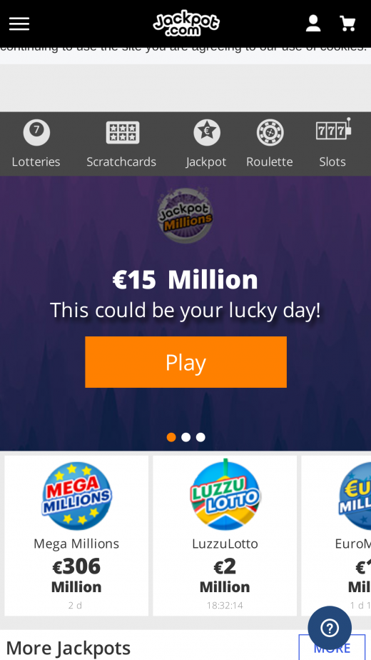 Jackpot.com mobil screenshots