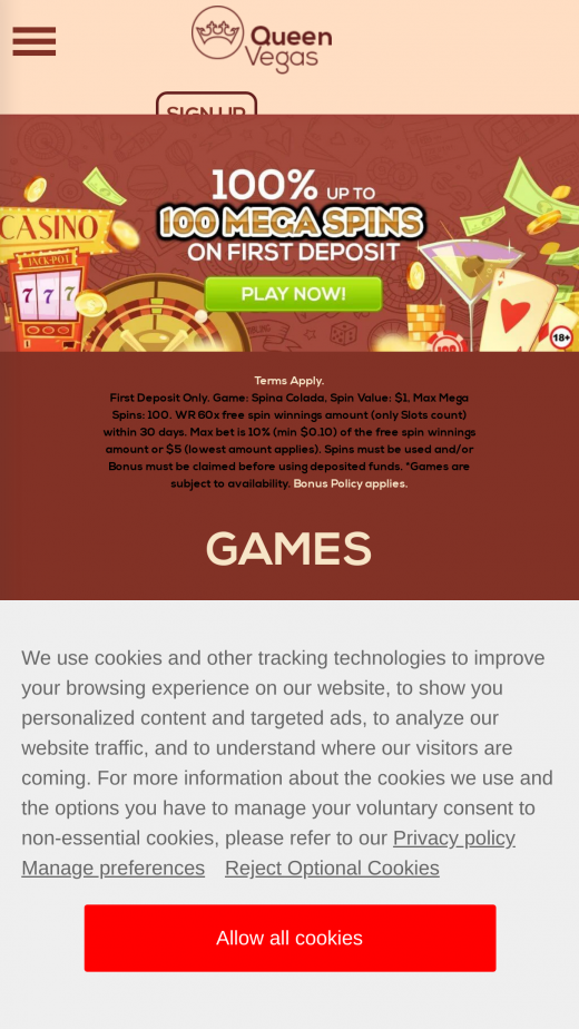 QueenVegas mobil screenshots