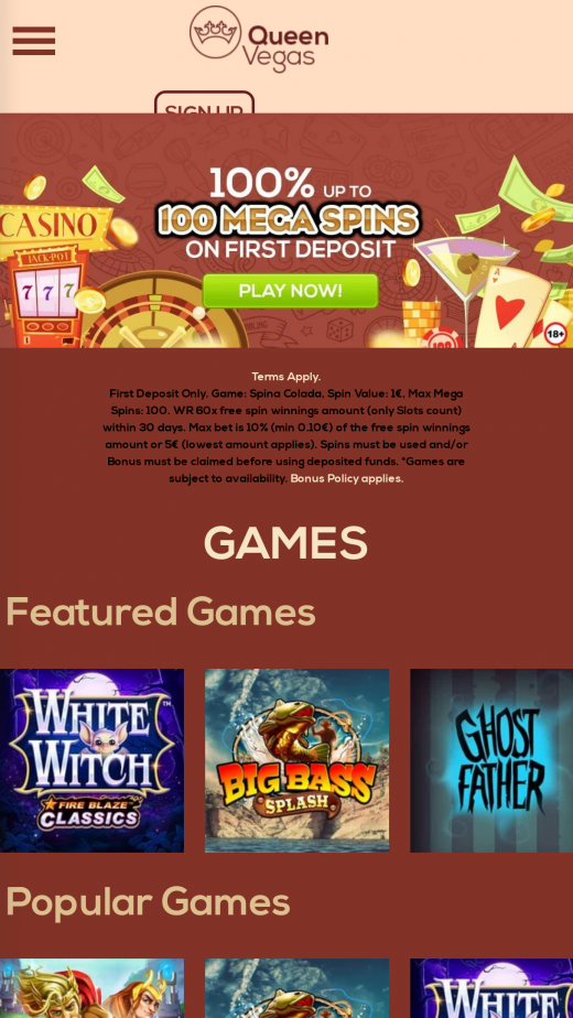 QueenVegas mobil screenshots