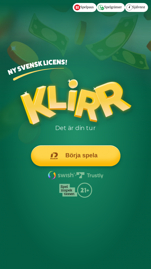 Klirr Casino mobil screenshots