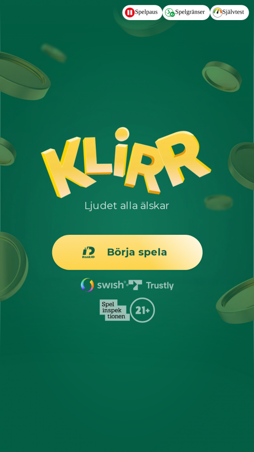 Klirr Casino mobil screenshots