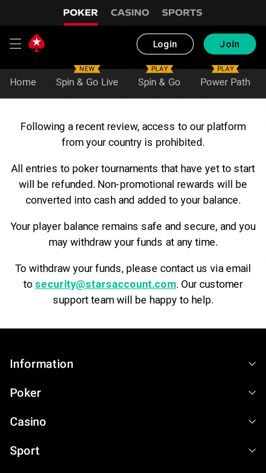 PokerStarsCasino mobil screenshots