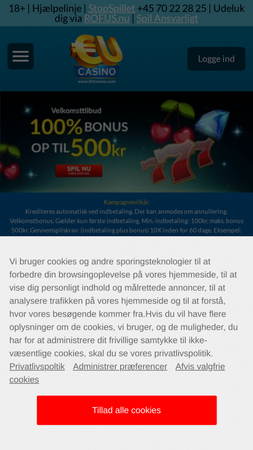 EUcasino mobil screenshots
