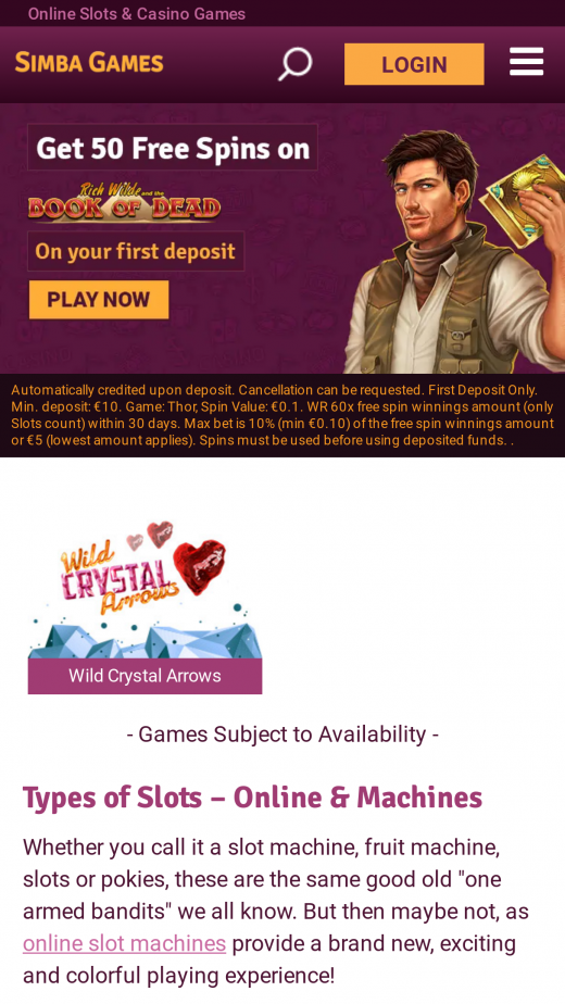 Simba Games mobil screenshots
