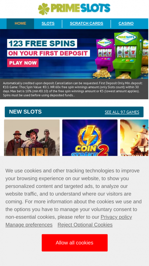 Prime Slots mobil screenshots