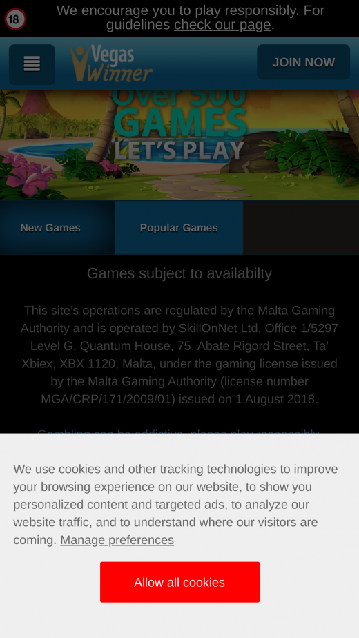 VegasWinner mobil screenshots