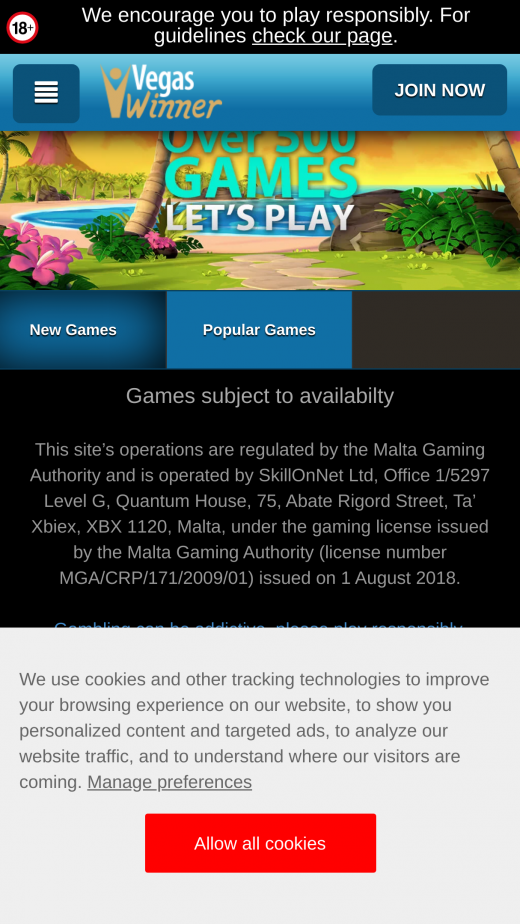 VegasWinner mobil screenshots