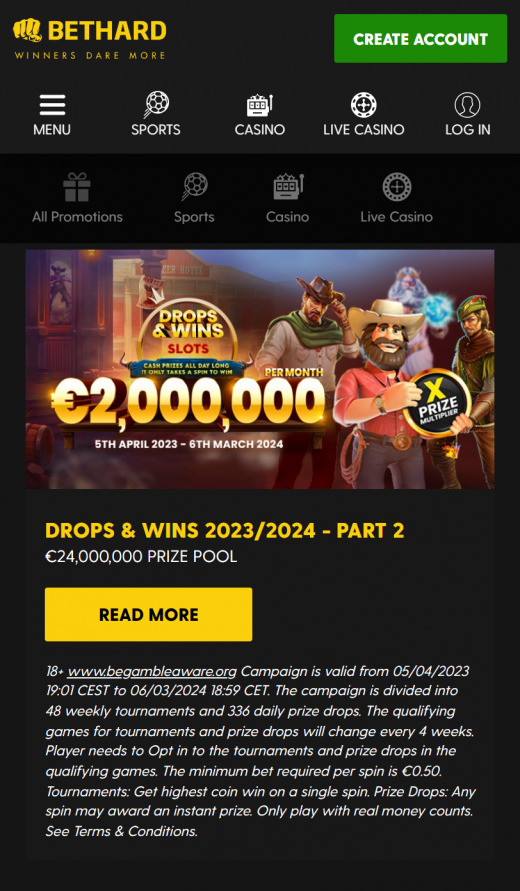 Bethard Casino mobil screenshots