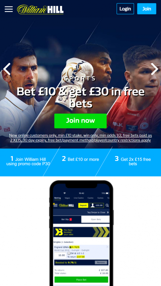 William Hill Casino mobil screenshots